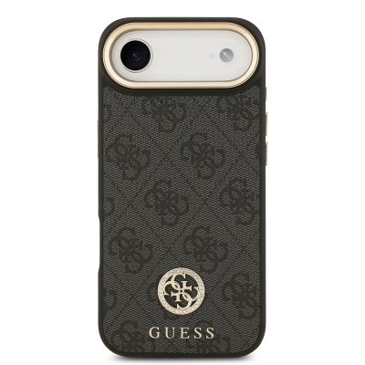 Apple iPhone 17 Air Kılıf Guess Orjinal Lisanslı M-safe Şarj Özellikli Gold Metal Kamera Çerçeveli Taşlı 4G Logolu Kapak - 11