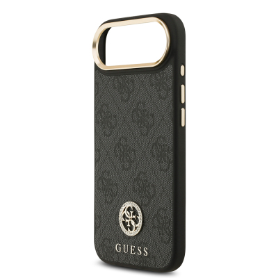 Apple iPhone 17 Air Kılıf Guess Orjinal Lisanslı M-safe Şarj Özellikli Gold Metal Kamera Çerçeveli Taşlı 4G Logolu Kapak - 14