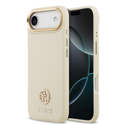 Apple iPhone 17 Air Kılıf Guess Orjinal Lisanslı M-safe Şarj Özellikli Grained Yazı ve Taşlı 4G Logolu Kapak - 2