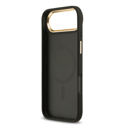 Apple iPhone 17 Air Kılıf Guess Orjinal Lisanslı M-safe Şarj Özellikli Grained Yazı ve Taşlı 4G Logolu Kapak - 17