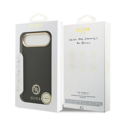 Apple iPhone 17 Air Kılıf Guess Orjinal Lisanslı M-safe Şarj Özellikli Grained Yazı ve Taşlı 4G Logolu Kapak - 18