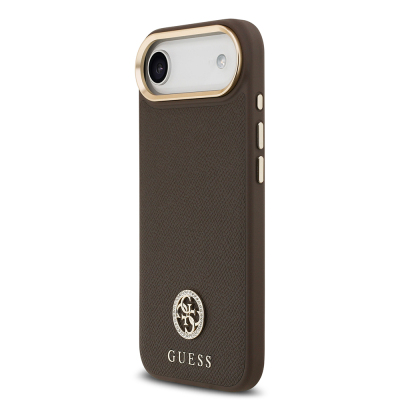 Apple iPhone 17 Air Kılıf Guess Orjinal Lisanslı M-safe Şarj Özellikli Grained Yazı ve Taşlı 4G Logolu Kapak - 19