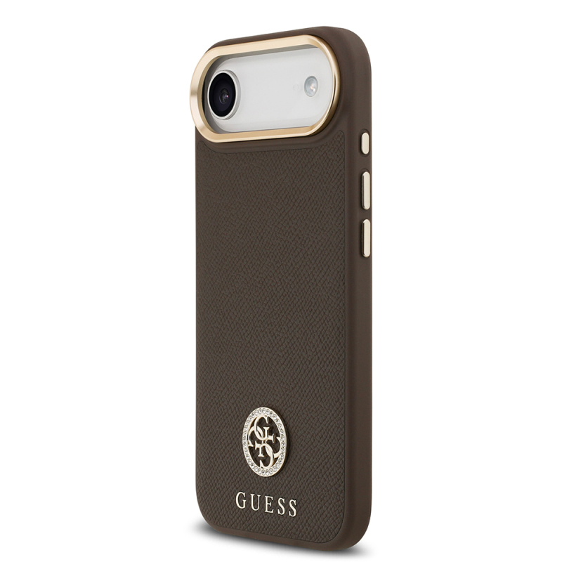 Apple iPhone 17 Air Kılıf Guess Orjinal Lisanslı M-safe Şarj Özellikli Grained Yazı ve Taşlı 4G Logolu Kapak - 19