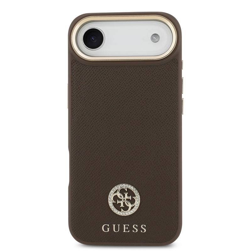 Apple iPhone 17 Air Kılıf Guess Orjinal Lisanslı M-safe Şarj Özellikli Grained Yazı ve Taşlı 4G Logolu Kapak - 20
