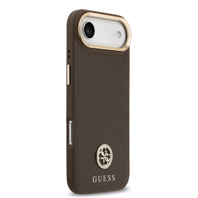Apple iPhone 17 Air Kılıf Guess Orjinal Lisanslı M-safe Şarj Özellikli Grained Yazı ve Taşlı 4G Logolu Kapak - 21