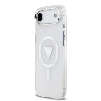 Apple iPhone 17 Air Kılıf Guess Orjinal Lisanslı M-safe Şarj Özellikli IML Baskılı Üçgen Logolu Metal Kamera Çerçeveli Kapak - 6