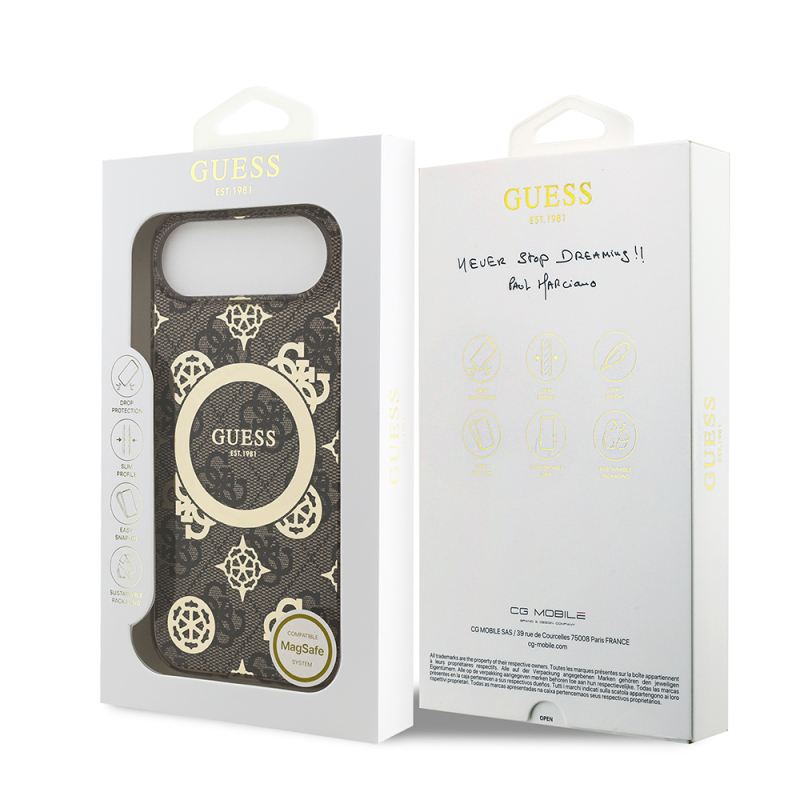 Apple iPhone 17 Air Kılıf Guess Orjinal Lisanslı M-safe Şarj Özellikli IML Peony ve 4G Desenli Klasik Logolu Kapak - 24