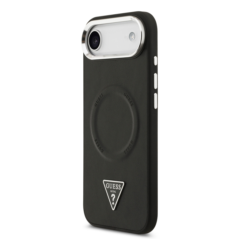 Apple iPhone 17 Air Kılıf Guess Orjinal Lisanslı M-safe Şarj Özellikli PU Deri Metal Kamera Çerçeveli Üçgen Logolu Kapak - 3