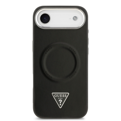 Apple iPhone 17 Air Kılıf Guess Orjinal Lisanslı M-safe Şarj Özellikli PU Deri Metal Kamera Çerçeveli Üçgen Logolu Kapak - 4