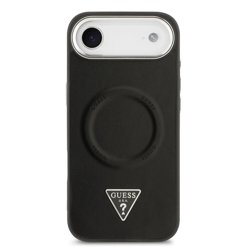 Apple iPhone 17 Air Kılıf Guess Orjinal Lisanslı M-safe Şarj Özellikli PU Deri Metal Kamera Çerçeveli Üçgen Logolu Kapak - 4