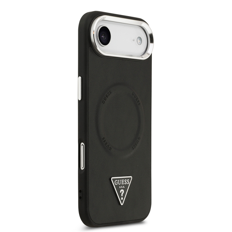 Apple iPhone 17 Air Kılıf Guess Orjinal Lisanslı M-safe Şarj Özellikli PU Deri Metal Kamera Çerçeveli Üçgen Logolu Kapak - 5