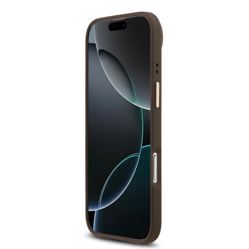 Apple iPhone 17 Air Kılıf Guess Orjinal Lisanslı M-safe Şarj Özellikli Sıcak Baskılı Yazı Logolu PU Deri Peony Kapak - 8