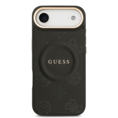 Apple iPhone 17 Air Kılıf Guess Orjinal Lisanslı M-safe Şarj Özellikli Sıcak Baskılı Yazı Logolu PU Deri Peony Kapak - 18