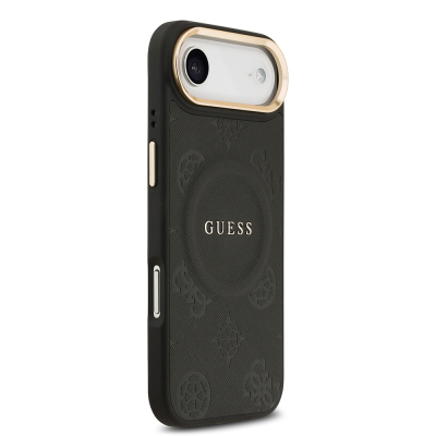 Apple iPhone 17 Air Kılıf Guess Orjinal Lisanslı M-safe Şarj Özellikli Sıcak Baskılı Yazı Logolu PU Deri Peony Kapak - 19