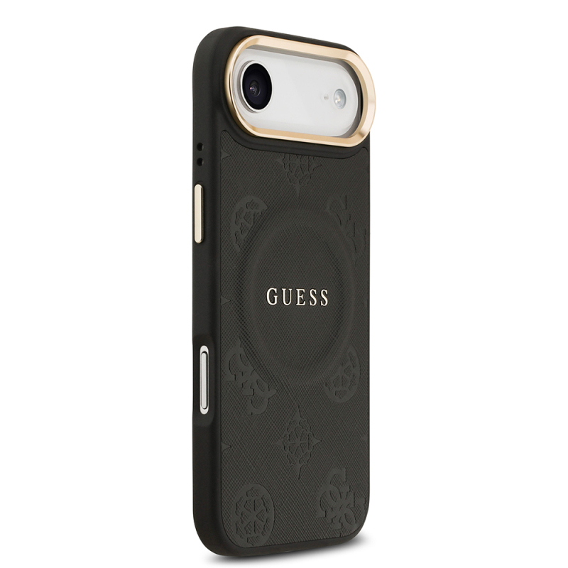 Apple iPhone 17 Air Kılıf Guess Orjinal Lisanslı M-safe Şarj Özellikli Sıcak Baskılı Yazı Logolu PU Deri Peony Kapak - 19