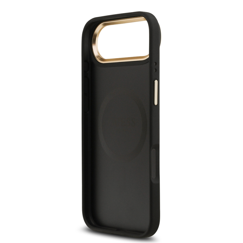 Apple iPhone 17 Air Kılıf Guess Orjinal Lisanslı M-safe Şarj Özellikli Sıcak Baskılı Yazı Logolu PU Deri Peony Kapak - 22