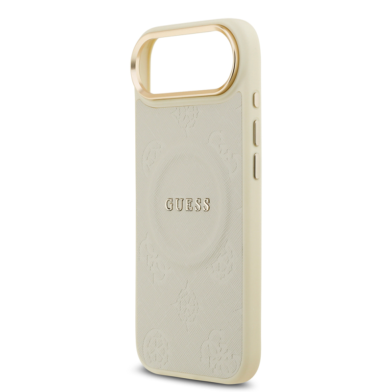 Apple iPhone 17 Air Kılıf Guess Orjinal Lisanslı M-safe Şarj Özellikli Sıcak Baskılı Yazı Logolu PU Deri Peony Kapak - 31