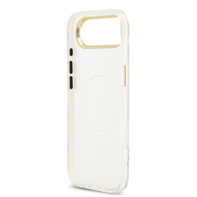 Apple iPhone 17 Air Kılıf Guess Orjinal Lisanslı M-safe Şarj Özellikli Simli Çiçek Desenli Metal Kamera Çerçeveli Üçgen Logolu Kapak - 11