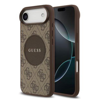 Apple iPhone 17 Air Kılıf Guess Orjinal Lisanslı M-safe Şarj Özellikli Yazı Logolu Circle Classic Kapak - 1