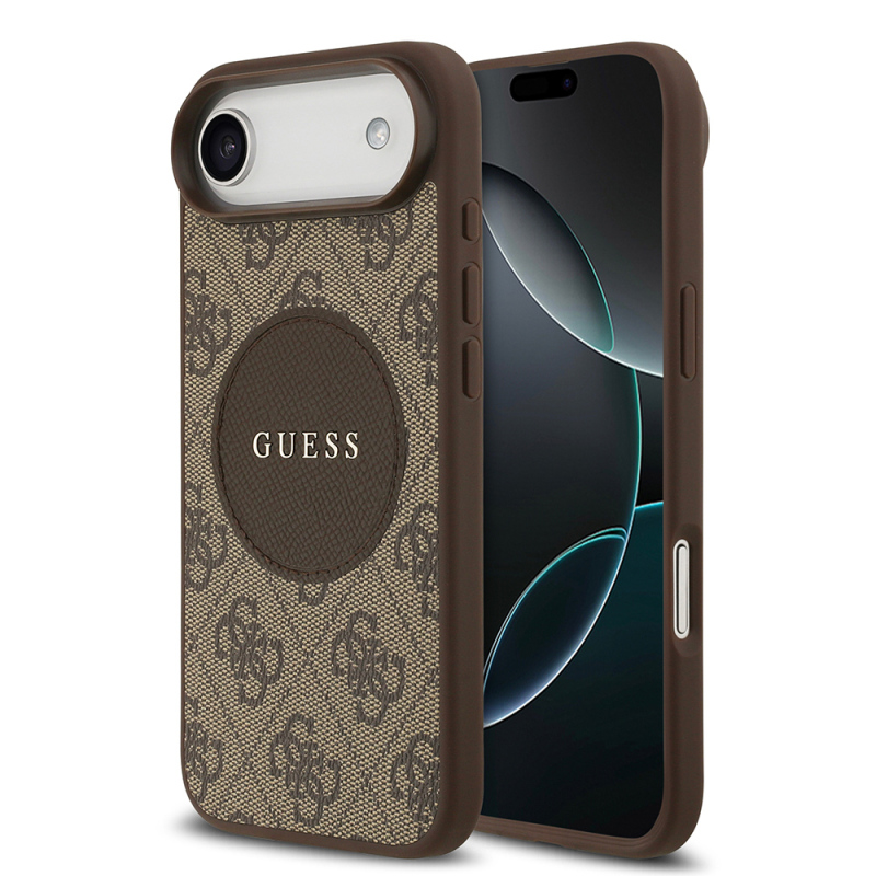 Apple iPhone 17 Air Kılıf Guess Orjinal Lisanslı M-safe Şarj Özellikli Yazı Logolu Circle Classic Kapak - 1