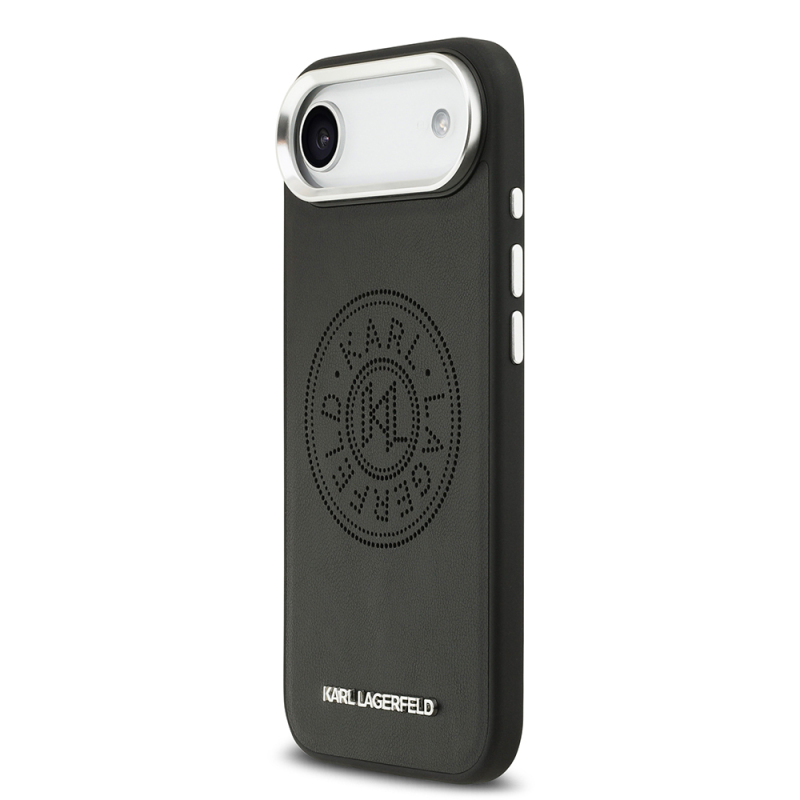 Apple iPhone 17 Air Kılıf Karl Lagerfeld Orjinal Lisanslı M-safe Şarj Özellikli Delikli Tasarım Metal Logolu PU Deri Kapak - 3