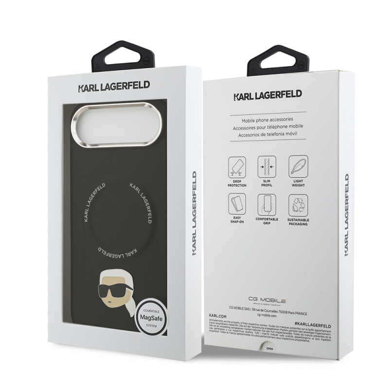 Apple iPhone 17 Air Kılıf Karl Lagerfeld Orjinal Lisanslı M-safe Şarj Özellikli Metal Kamera ve Buton Tasarımlı Karl PU Deri Kapak - 9