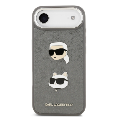 Apple iPhone 17 Air Kılıf Karl Lagerfeld Orjinal Lisanslı Metal Logolu K&C Heads Pin Kapak - 11