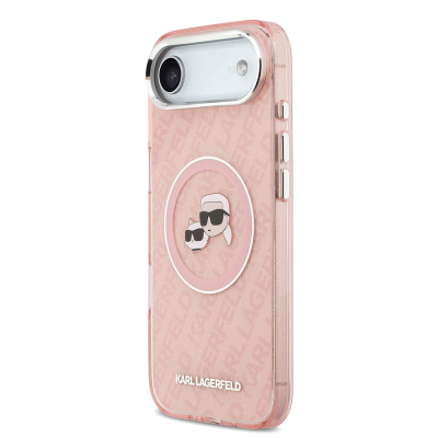 Apple iPhone 17 Air Kılıf Karl Lagerfeld Orjinal Lisanslı Parlayan Simli Karl & Choupette Heads Kapak - 5