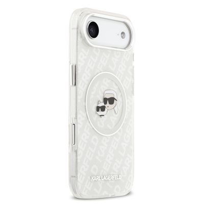 Apple iPhone 17 Air Kılıf Karl Lagerfeld Orjinal Lisanslı Parlayan Simli Karl & Choupette Heads Kapak - 19