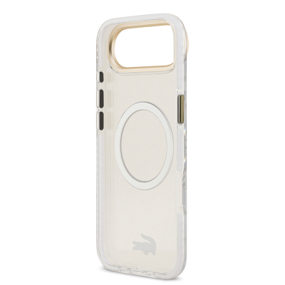 Apple iPhone 17 Air Kılıf Lacoste Orjinal Lisanslı M-safe Şarj Özellikli Gold Timsah Logolu Buzlu Kapak - 10