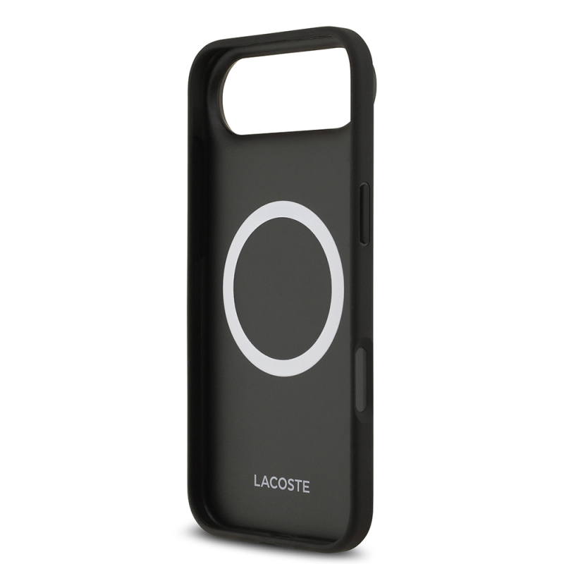 Apple iPhone 17 Air Kılıf Lacoste Orjinal Lisanslı M-safe Şarj Özellikli PU Deri Tasarımlı Kartlıklı Karışık Monogram Desenli Kapak - 8