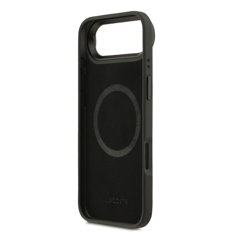 Apple iPhone 17 Air Kılıf Lacoste Orjinal Lisanslı M-safe Şarj Özellikli Standlı PU Deri Karışık Monogram Desenli Kapak - 8