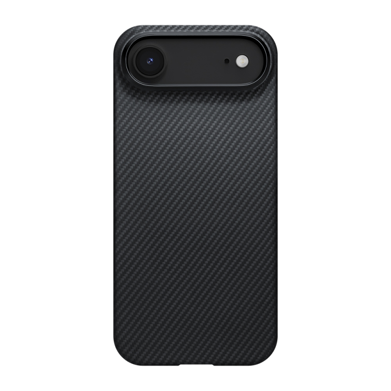 Apple iPhone 17 Air Kılıf M-safe Şarj Özellikli 1500D Aramid Fiber Pitaka Ultra-Slim Classic Serisi Black-Grey Twill Kapak - 1