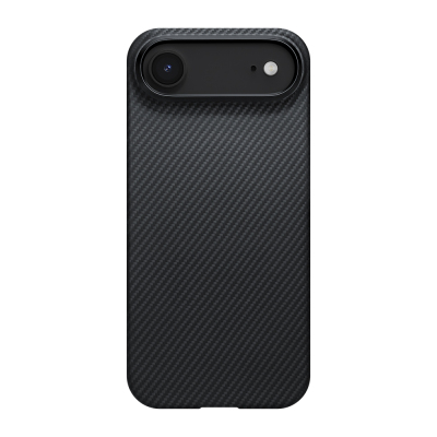 Apple iPhone 17 Air Kılıf M-safe Şarj Özellikli 1500D Aramid Fiber Pitaka Ultra-Slim Classic Serisi Black-Grey Twill Kapak - 2