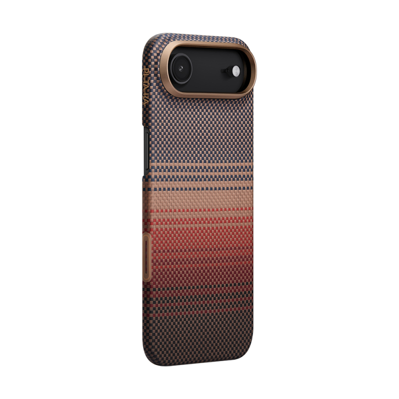 Apple iPhone 17 Air Kılıf M-safe Şarj Özellikli Aramid Fiber Pitaka Tactile Woven Sunset-Moonrise Serisi Sunset Kapak - 4