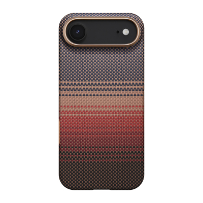 Apple iPhone 17 Air Kılıf M-safe Şarj Özellikli Aramid Fiber Pitaka Tactile Woven Sunset-Moonrise Serisi Sunset Kapak - 2