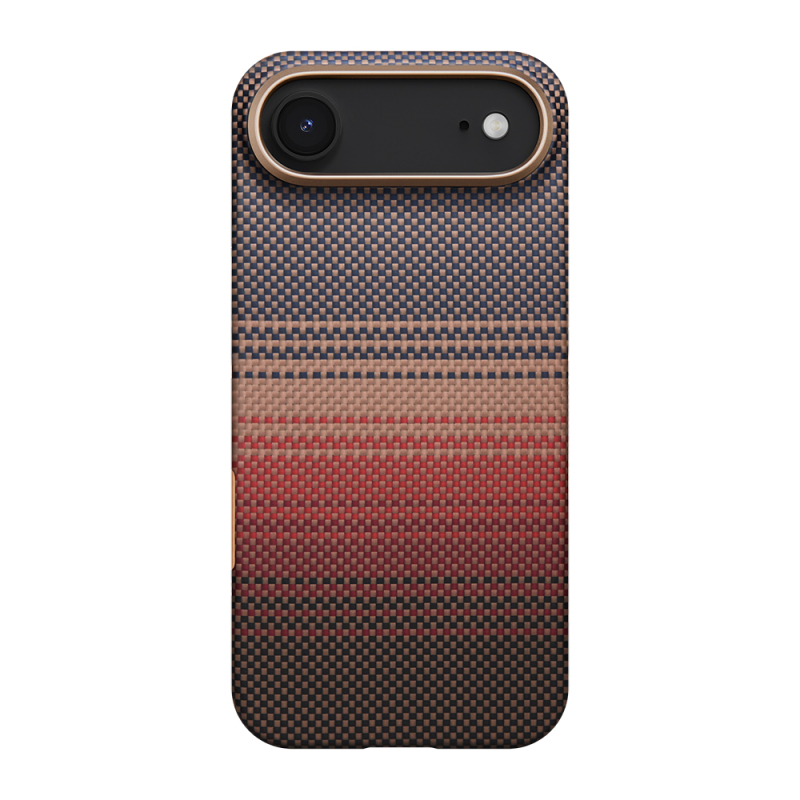 Apple iPhone 17 Air Kılıf M-safe Şarj Özellikli Aramid Fiber Pitaka Tactile Woven Sunset-Moonrise Serisi Sunset Kapak - 2