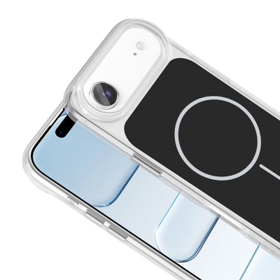 Apple iPhone 17 Air Kılıf M-Safe Şarj Özellikli Metal Buton Tasarımlı Zore İkonik Sert Silikon Kapak - 16