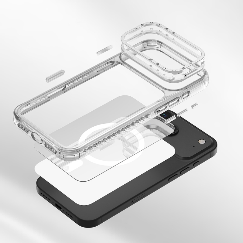 Apple iPhone 17 Air Kılıf M-safe Şarj Özellikli Metal Kamera Çerçeveli Airbag Tasarımlı Lenyes CK221 Sert PC Kapak - 5