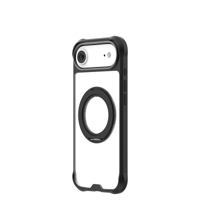 Apple iPhone 17 Air Kılıf M-safe Şarj Özellikli Parmak Ring Standlı Airbag Tasarımlı Mutural Obsidian Serisi Kapak - 8