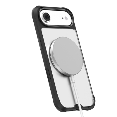 Apple iPhone 17 Air Kılıf M-safe Şarj Özellikli Parmak Ring Standlı Airbag Tasarımlı Mutural Obsidian Serisi Kapak - 9