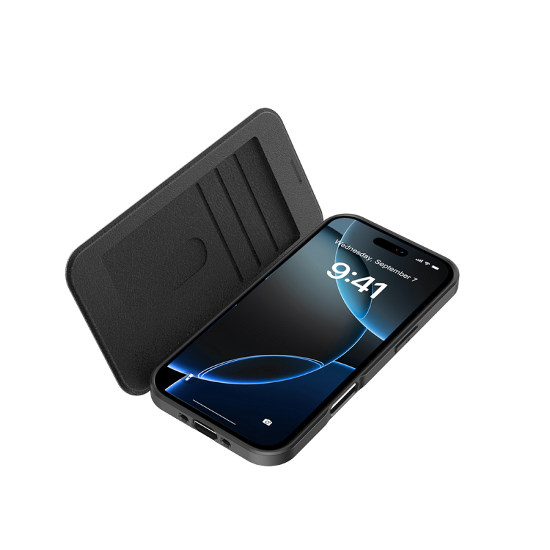 Apple iPhone 17 Air Kılıf M-Safe Şarj Özellikli Raptic Air Folio Şeffaf Kartlıklı Kapaklı Kılıf - 7