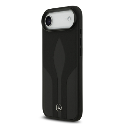 Apple iPhone 17 Air Kılıf Mercedes Benz Orjinal Lisanslı M-safe Şarj Özellikli Dokulu Desenli Deri Kapak - 3