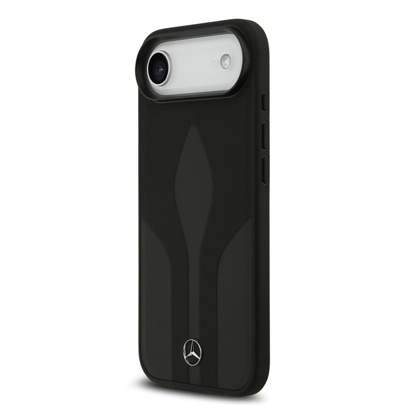 Apple iPhone 17 Air Kılıf Mercedes Benz Orjinal Lisanslı M-safe Şarj Özellikli Dokulu Desenli Deri Kapak - 3