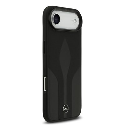 Apple iPhone 17 Air Kılıf Mercedes Benz Orjinal Lisanslı M-safe Şarj Özellikli Dokulu Desenli Deri Kapak - 5