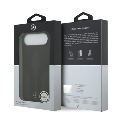 Apple iPhone 17 Air Kılıf Mercedes Benz Orjinal Lisanslı M-safe Şarj Özellikli Dokulu Desenli Deri Kapak - 9