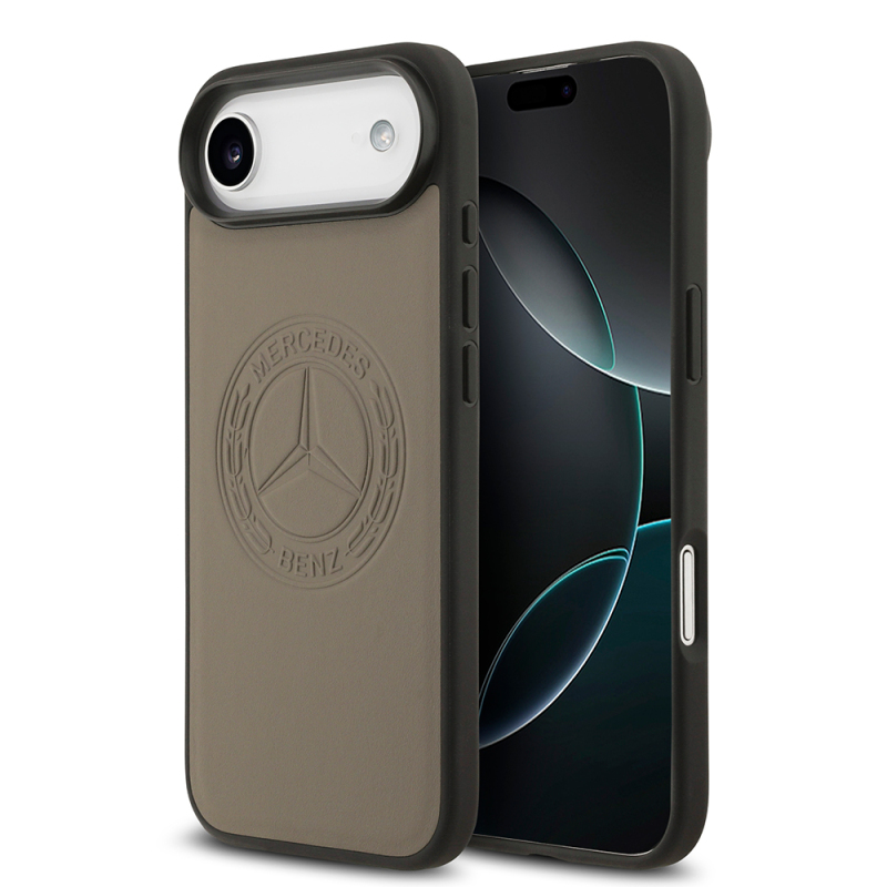 Apple iPhone 17 Air Kılıf Mercedes Benz Orjinal Lisanslı M-safe Şarj Özellikli Hakiki Deri Nostaljik Yıldız Dizayn Kapak - 3