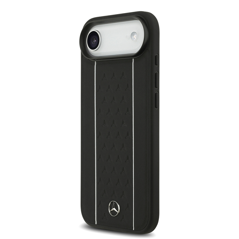 Apple iPhone 17 Air Kılıf Mercedes Benz Orjinal Lisanslı M-safe Şarj Özellikli Şeritli Yıldız Desenli Metal Logolu Deri Kapak - 3