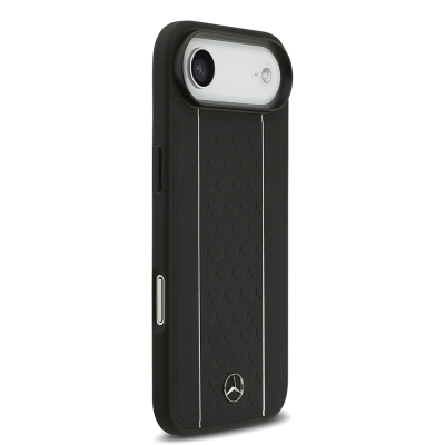 Apple iPhone 17 Air Kılıf Mercedes Benz Orjinal Lisanslı M-safe Şarj Özellikli Şeritli Yıldız Desenli Metal Logolu Deri Kapak - 5