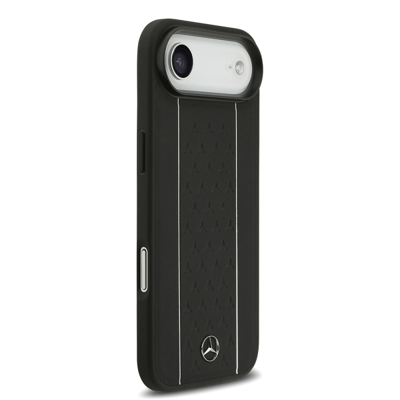 Apple iPhone 17 Air Kılıf Mercedes Benz Orjinal Lisanslı M-safe Şarj Özellikli Şeritli Yıldız Desenli Metal Logolu Deri Kapak - 5